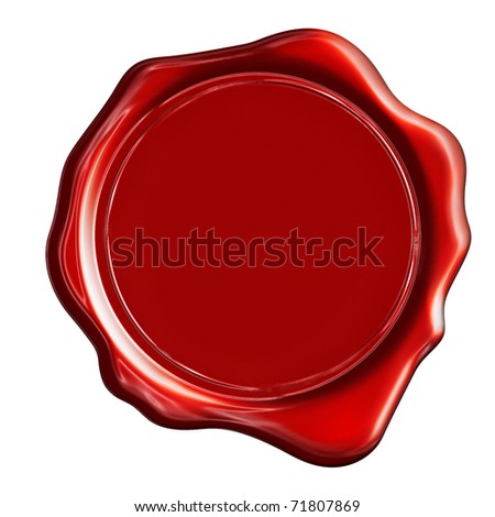 Red wax stamp on a white background Royalty-Free Stock Photo #71807869