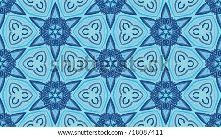 Seamless pattern. Beautiful snowflakes in a hexagonal grid. Celebratory background. Winter textiles.