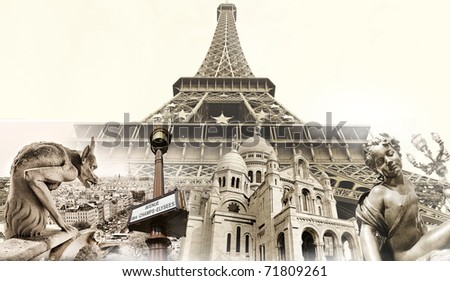 great Parisian landmarks - touristic collage