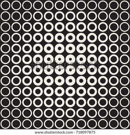 Abstract black and white ring pattern background. Seamless geometric circle halftone. Stylish modern texture


