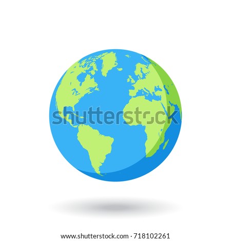 Detailed flat colored world map, mapped on a globe, isolated on white background