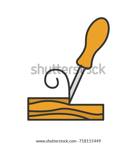 Wood chisel color icon. Isolated vector illustration