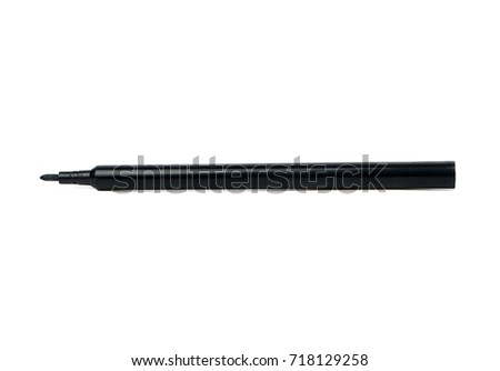 Open black felt tip pen isolated on white background Royalty-Free Stock Photo #718129258