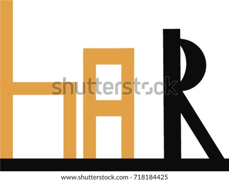 Bar logo. BAR text looks like a bar chair and table .Isolated vector illustration, icon, clip art.