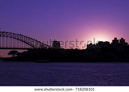 Sydney harbour bridge at dusk