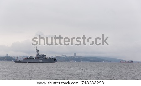 Picture of coastal zone with sea-ship