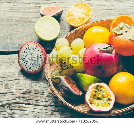 Exotic and tropical fruits/toned photo