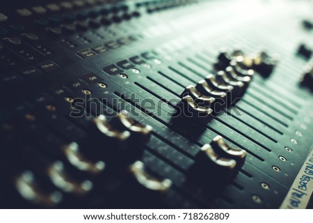 mixer sound console, beautiful sound industry background and sound recording and audio support