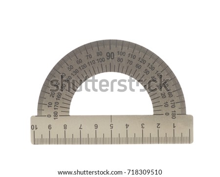 Metal protractor isolated on white background