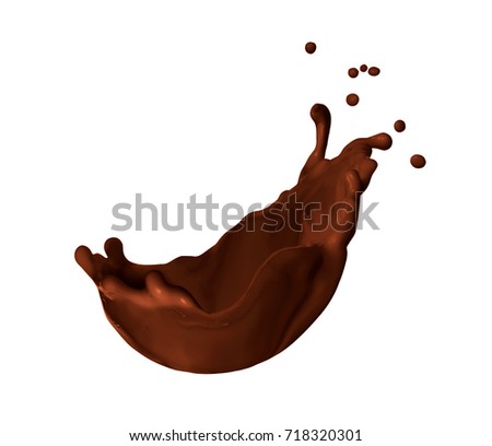 Splash of hot chocolate on a white background