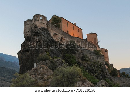 The view of Corte Citadel, Corse, France