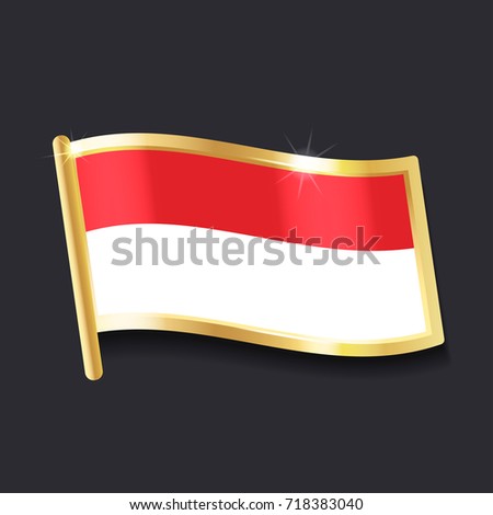flag of  Monaco in the form of badge, flat image