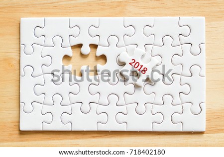 2018 on jigsaw puzzle background, new year concept