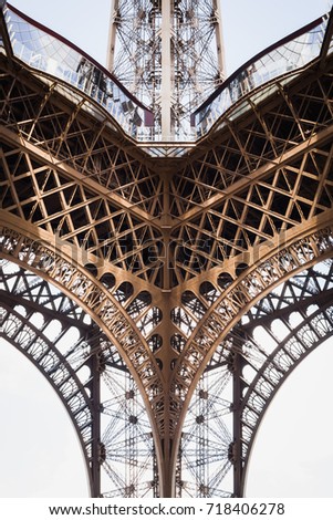 Creative and original point of view of the inside the Eiffel Tower in Paris