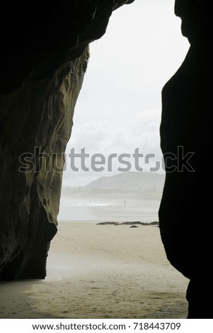 Muriwai Grotto in New Zealand Royalty-Free Stock Photo #718443709