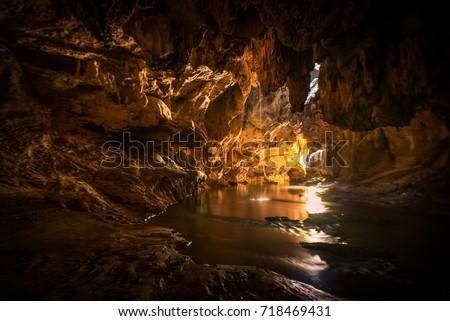 Beautiful cave and river in Thailand.