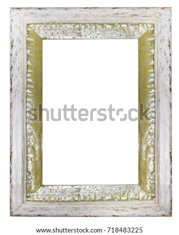 Classic white and gold frame for picture isolated on white background