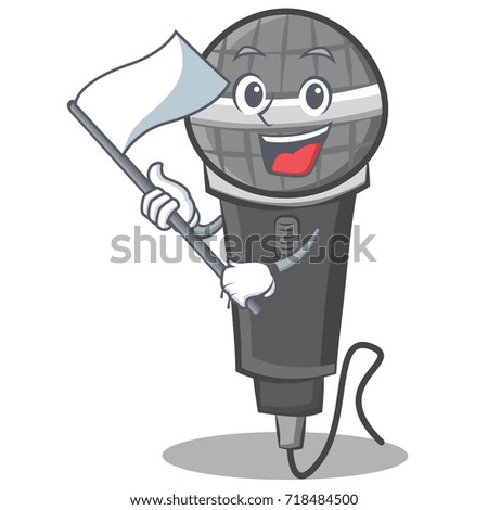 With flag microphone cartoon character design