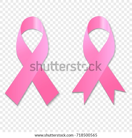 Breast Cancer Awareness with Pink Ribbon on Transparent Background. International Breast Cancer Day October 7