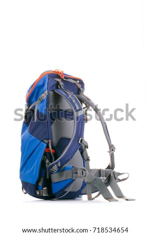 Image of tourist backpack on empty background