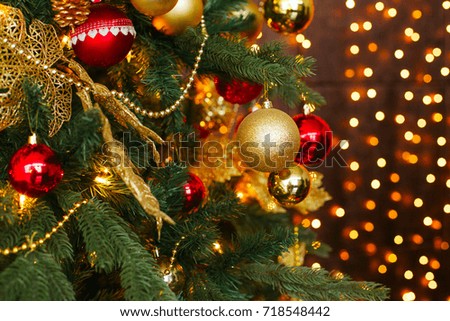 christmas decorative gifts toys and fire in background holiday concept