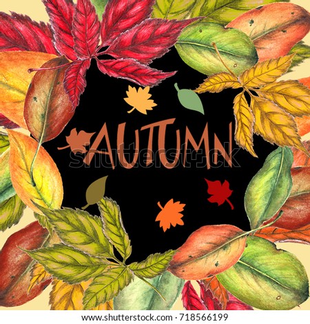 Watercolor autumn frame