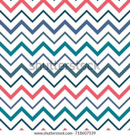 Seamless pattern zigzag design. Modern textile print with random colored stripes. Vector fashion background. Colorful waves.