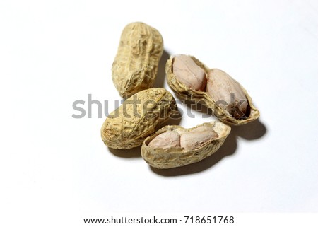 Groundnuts on white background