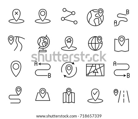 Premium set of route line icons. Simple pictograms pack. Stroke vector illustration on a white background. Modern outline style icons collection. 