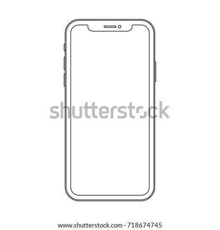 Outline line drawing modern smartphone. Elegant thin stroke line style design. Royalty-Free Stock Photo #718674745