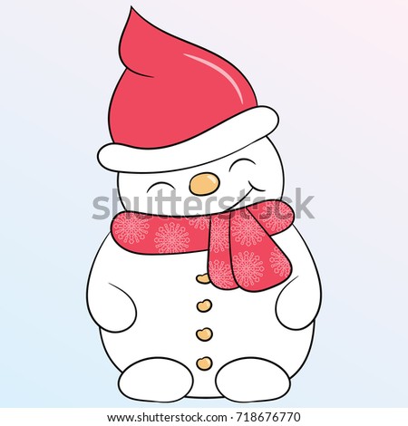 Merry Christmas and Happy New Year. Children's illustration with a snowman. Best Choice for cards, invitations, printing, party packs, paper craft, party invitations, digital scrapbooking.