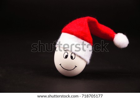 egg with a christmas hat