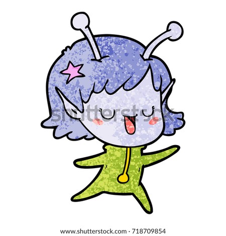 happy alien girl cartoon