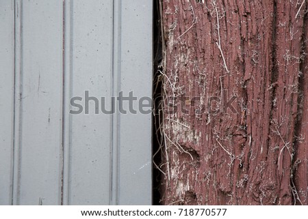 Grey painted wood and natural wood background