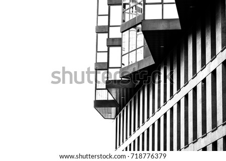 Abstract fragment of modern architecture. Office building of glass and concrete