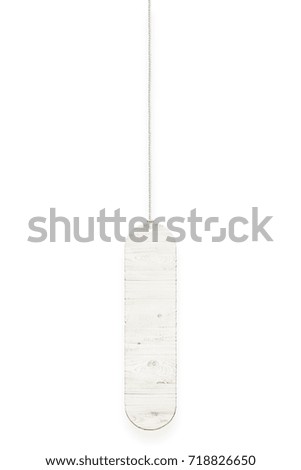Wooden letter "I" with rope isolated over white background. Part of alphabet