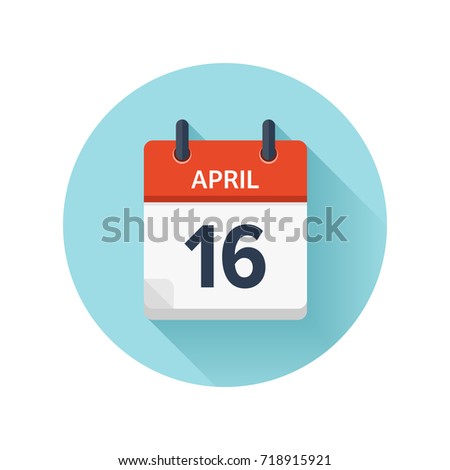 April 16. Vector flat daily calendar icon. Date and time, day, month 2018. Holiday. Season.