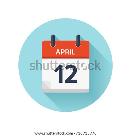 April 12. Vector flat daily calendar icon. Date and time, day, month 2018. Holiday. Season.
