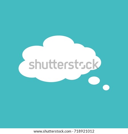 Flat icon think bubble isolated on blue background. Vector illustration.