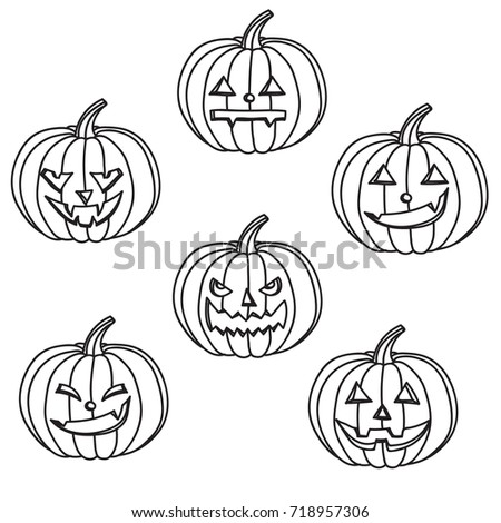 Halloween pumpkins with different facial expressions.