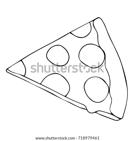 Pizza vector illustration. Doodle style. Design icon, print, logo, poster, symbol, decor, textile, paper