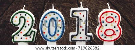 number year 2018 on a wooden background