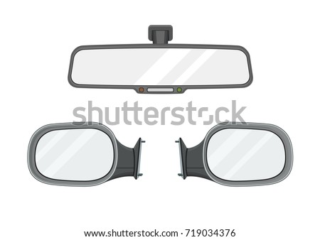 Rear view mirrors. Realistic set. Vector illustration. Royalty-Free Stock Photo #719034376