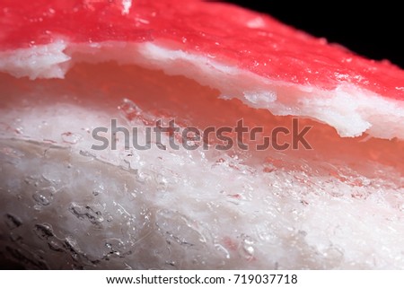 Frozen crab sticks with ice macro