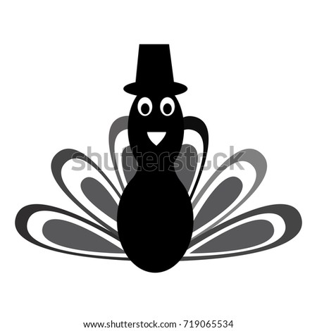 Isolated comic turkey silhouette on a white background, vector illustration