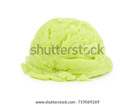 Scoop of green  ice cream isolated on white background