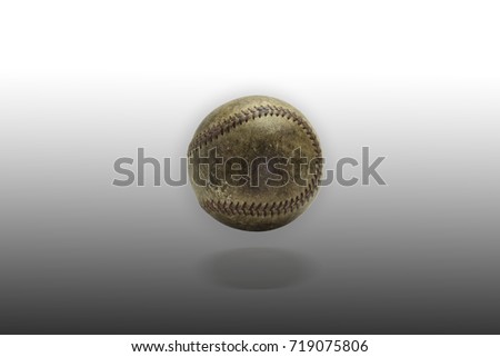 picture of old softball on white background.used sport concept