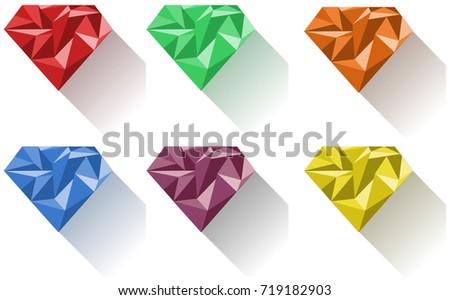 Diamond in six colors illustration