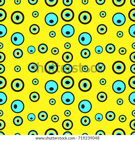 Vintage seamless pattern of concentric circles on bright yellow background. Background for bedding textiles, fabrics, wallpapers, wrap, upholstery,cover design,labels,stickers. Vector illustration