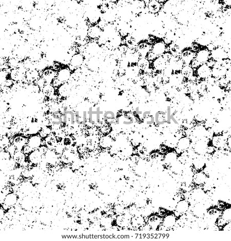 Grunge black and white vector background. Monochrome seamless texture of cracks, chips, stains. Vintage ink blots on the old surface. Abstract dark retro background